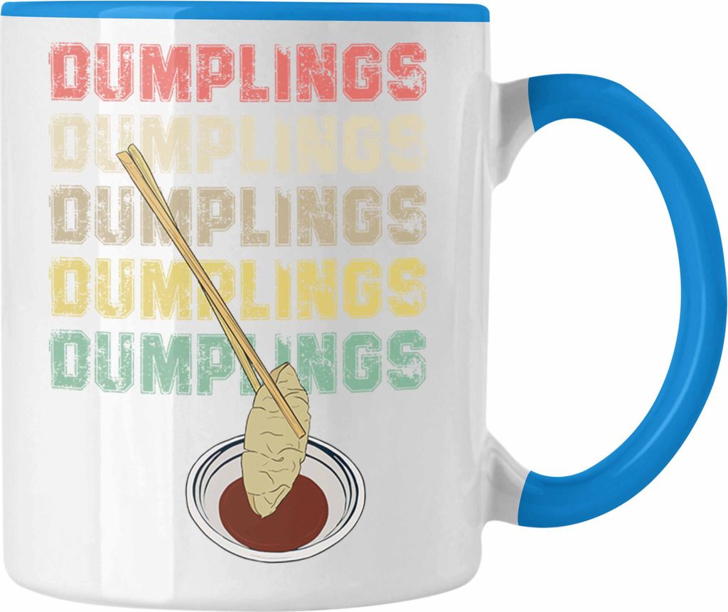 Trendation - Dumpling Tasse Geschenk Gyozas Asiatisch Sushi Liebhaber Geschenkidee (Blau)