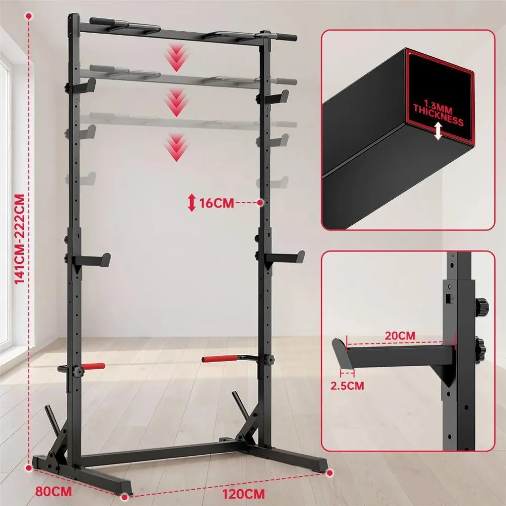 Support Squat Réglable 300kg - Tubes Acier 5x5cm - Station de Force Stable