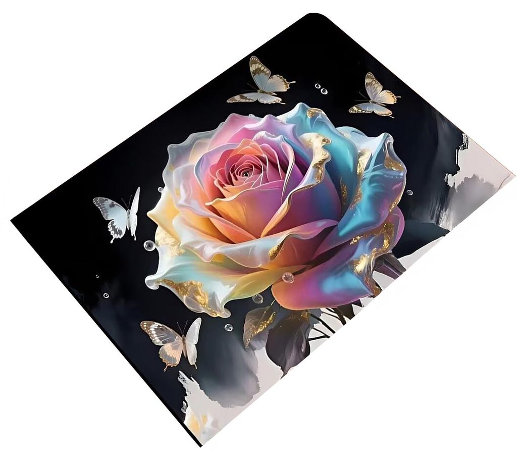 3D-Rosen-Badezimmerteppich, realistische Rosen und Schmetterlinge, saugfähiger, rutschfester Teppich für Eingangsbereich, Küche, Schlafzimmer un...