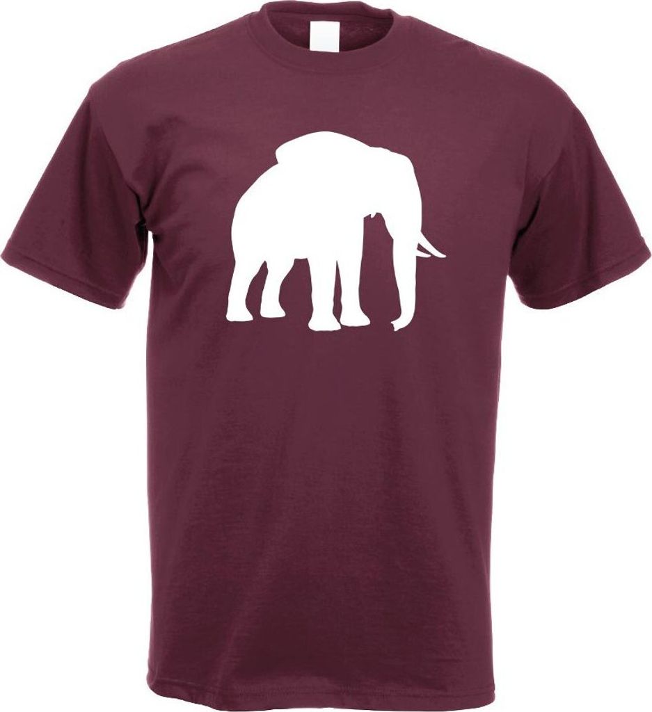 Kiwistar - T-Shirt - Burgund - Elefant Motiv 6 - Rüsseltiere Herren Funshirt Bedruckt Design Sprüche Spruch Motive - mit Motiv Bedruckt - Funshir...