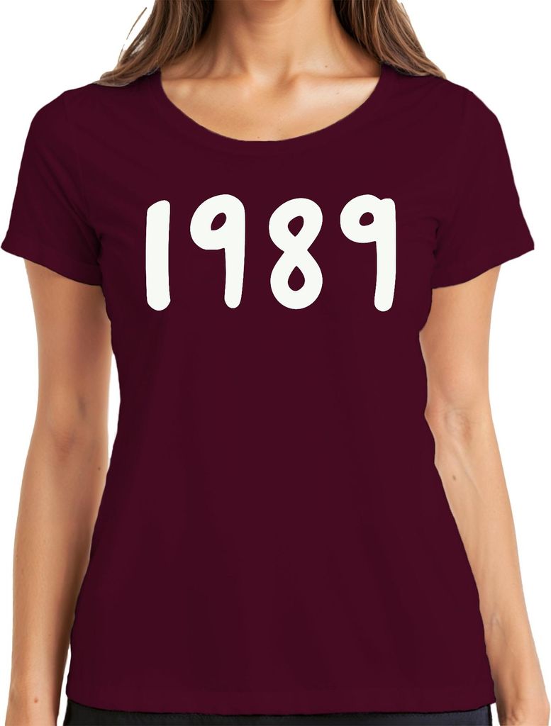 Jahrgang 1989 Retro 90er Geburtsjahr Geschenk Vintage Geburtstag Damen T-Shirt, Burgundy, XXL
