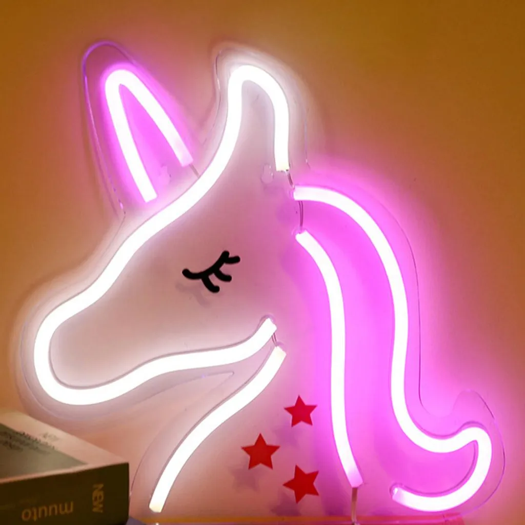 Rosikey Insegna Luminosa LED Unicorno 30x33cm - Decorazione Cameretta Neon