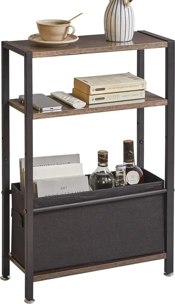 Table basse étroite 3 niveaux Aibiju gris foncé pour salon et bureau