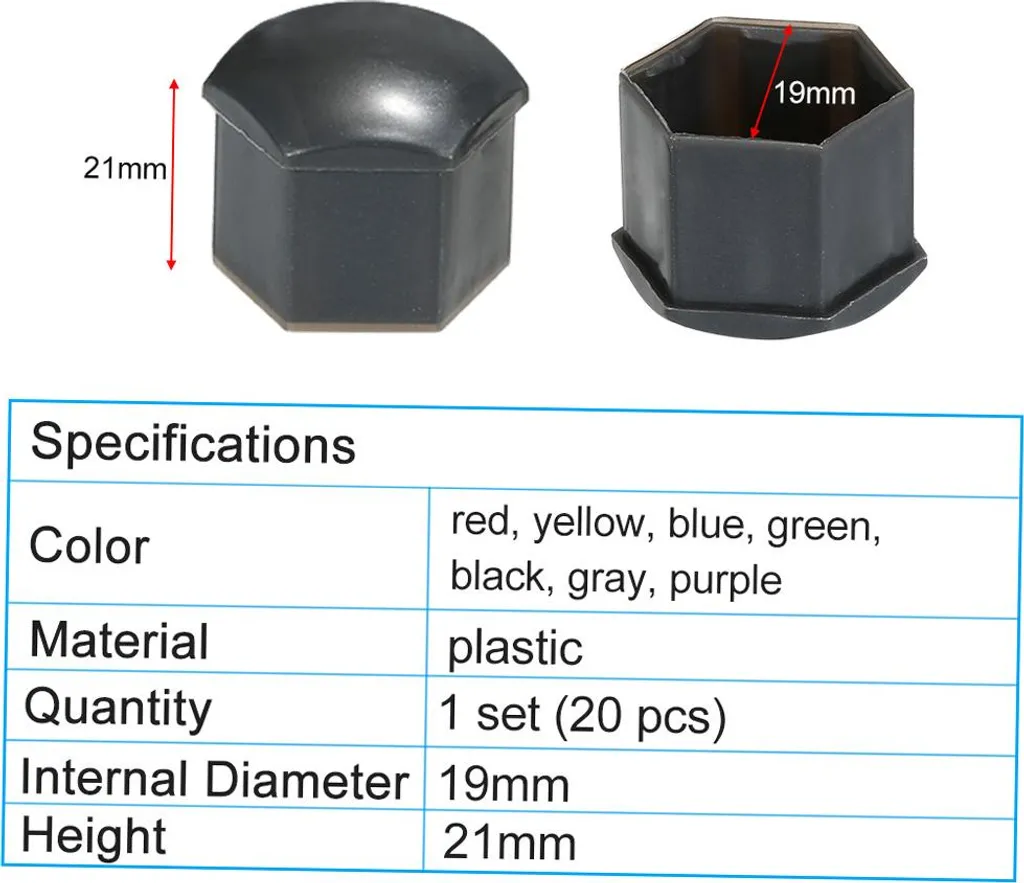 Kit 20 Copribulloni 19mm Auto Universali - Protezione Vite Ruota Totale
