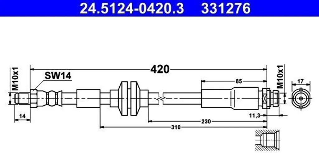 Flexible de frein pour remplacement Focus II et C-Max - Réf ATE 24.5124-0420.3