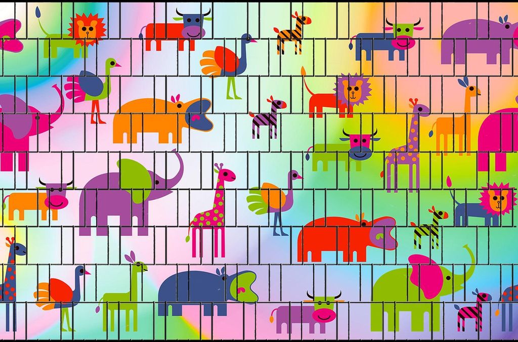 Bedruckter Sichtschutz TIERE für Zäune Doppelstabmatten Zaundruck 2,5m x 1,8m