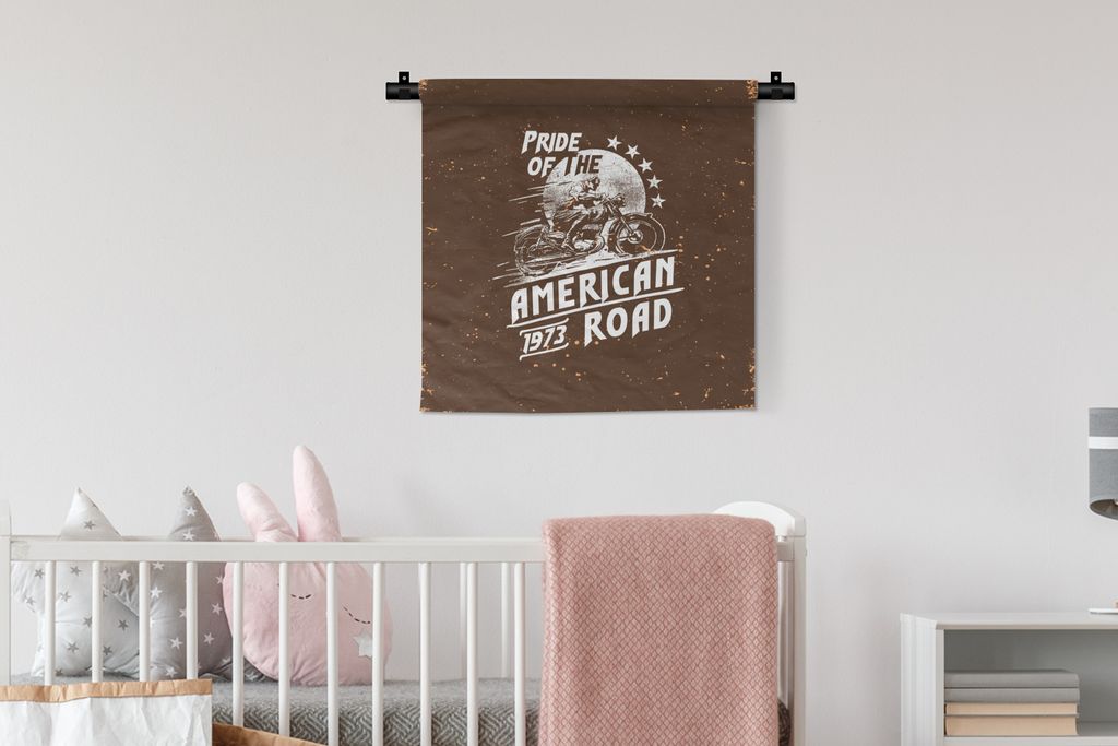 MuchoWow Wandteppich Wandbehang Jahrgang - Motorrad - Design 60x60 cm Tapisserie Dekoration Wandtuch - Dekorationen - Wand Decke