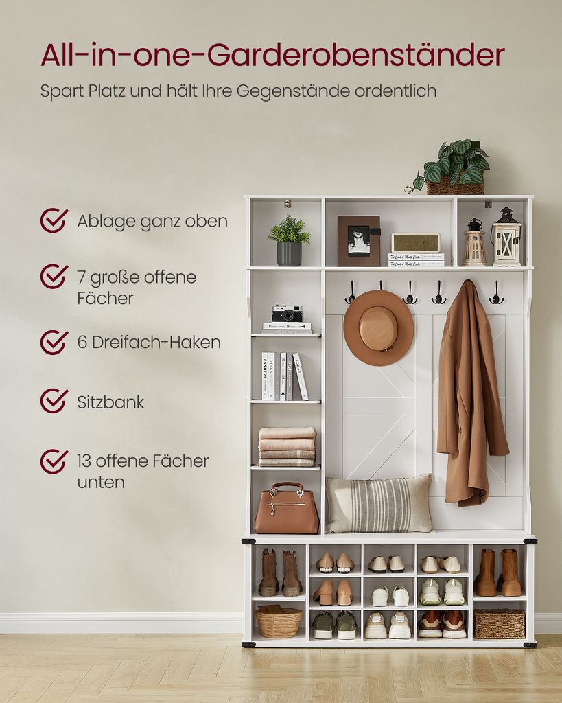 Garderobenständer mit Schuhbank, Garderobe, Produktbild 5