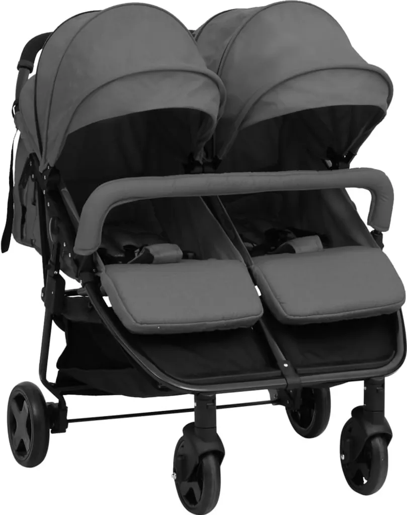 Poussette double côte à côte en acier pour bébés et jeunes enfants