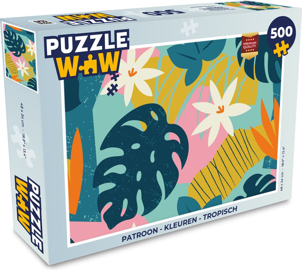 MuchoWow Puzzle 500 Teile Muster - Farben - Tropisch - Rosa - Mädchen - Kinder - Kinder - 500 Teile - Kinder - Selberbauen - Puzzlespiele