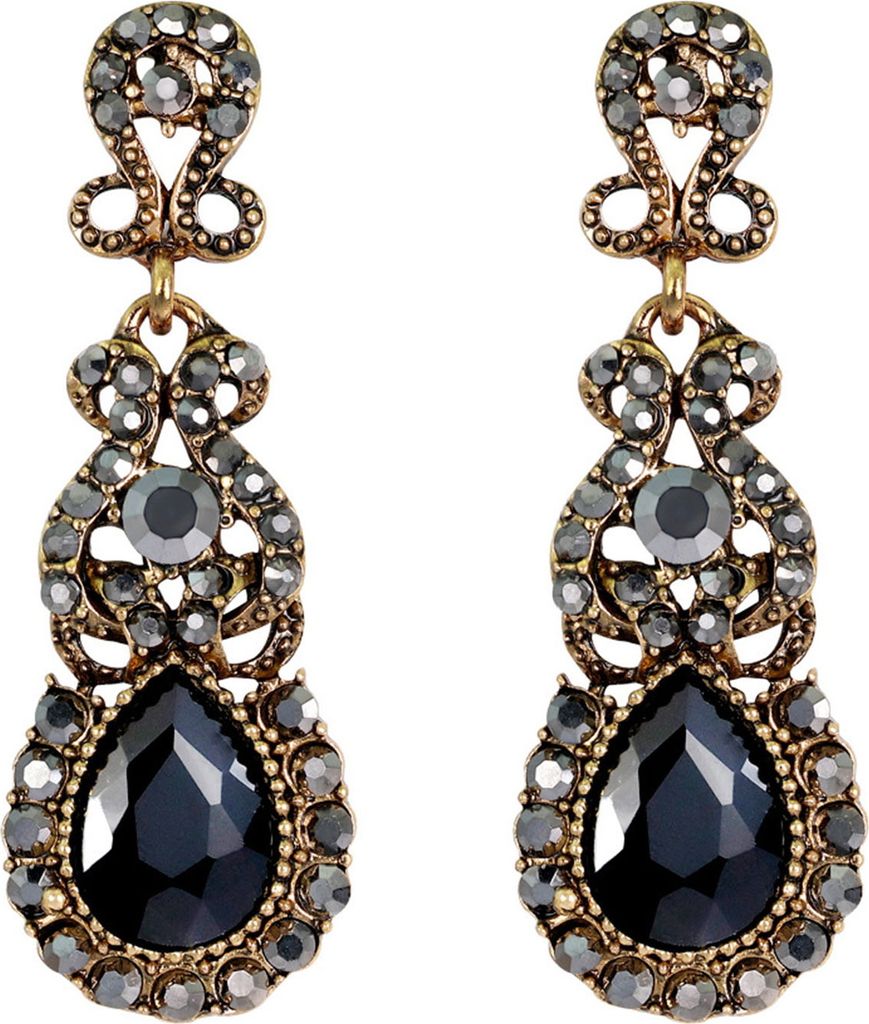 1 Paar Retro Glänzende Strass Intarsien Tropfen Ohrringe Funkelnder Kronleuchter Hochzeit Braut Lange Baumeln Ohrringe Schmuck Geschenk
