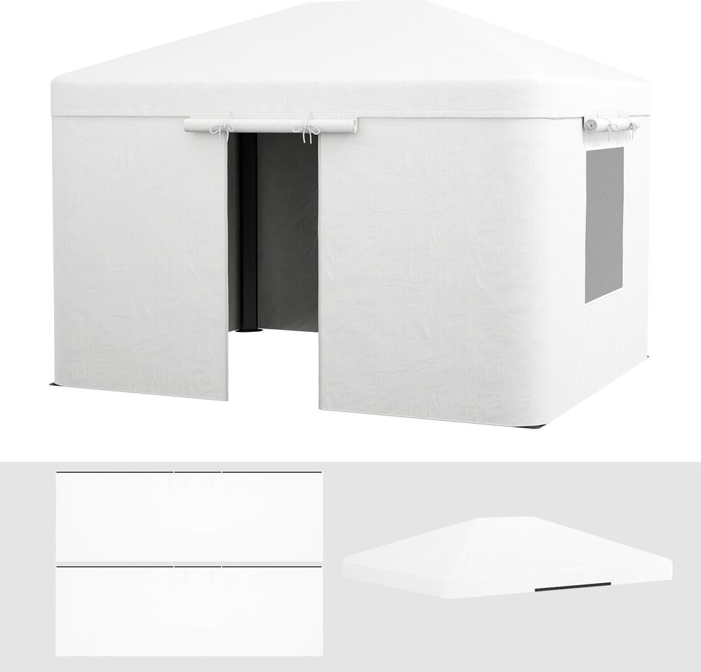 Pavillon-Ersatzdach Ersatzvordach, wetterbeständig, 360 x 300 x 270 cm, Weiß