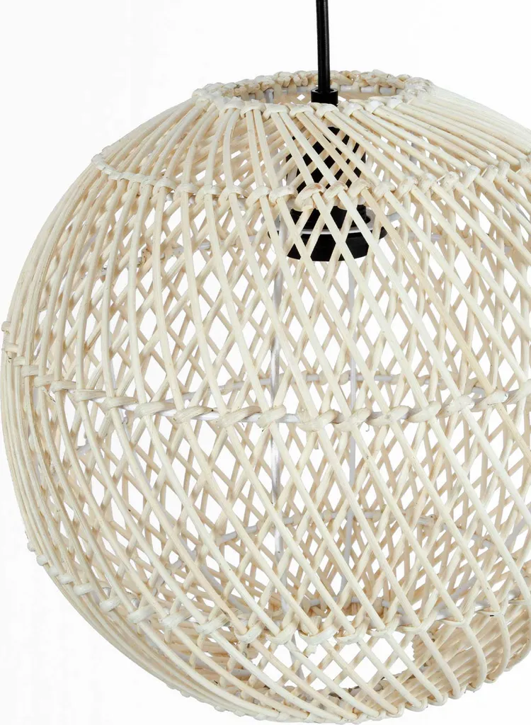 VIVANNO ROTANG Lampada Sospesa Rattan 40cm Crema - Robusta e Bella - 6