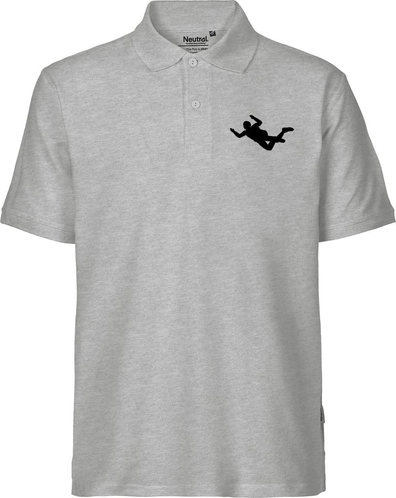 Huuraa Herren Polo Shirt Skydiving Silhouette S Sport Grey Bio Baumwolle Fairtrade Poloshirt Geschenkidee