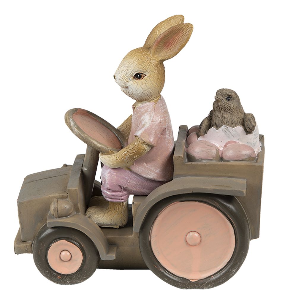 Clayre & Eef Figur Kaninchen 13x7x12 cm Rosa Beige Produktbild 