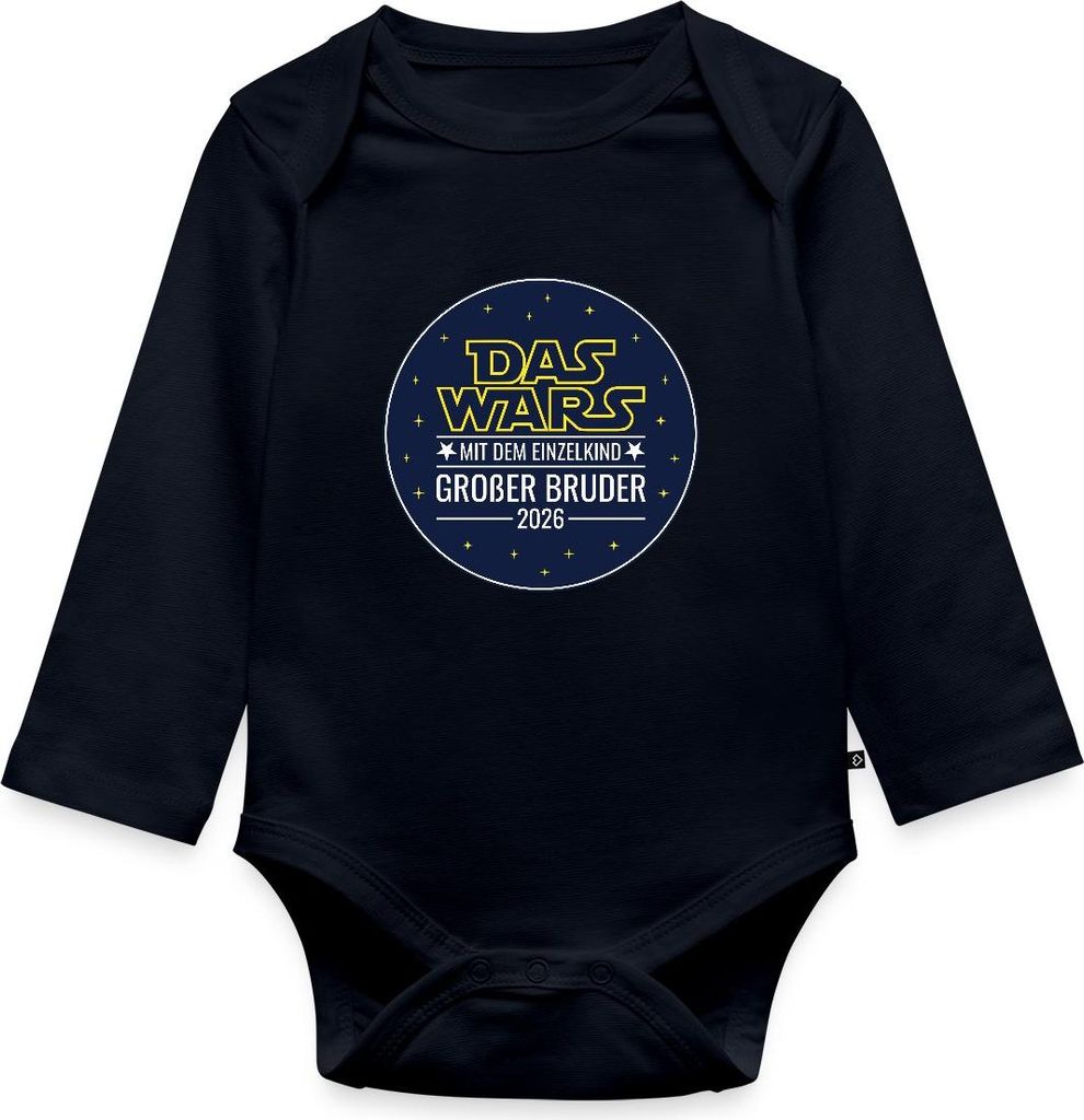 Spreadshirt Das wars mit dem Einzelkind Grosser Bruder 2026 Tages Baby Body Langarm, 86 (12-18 M.), Navy