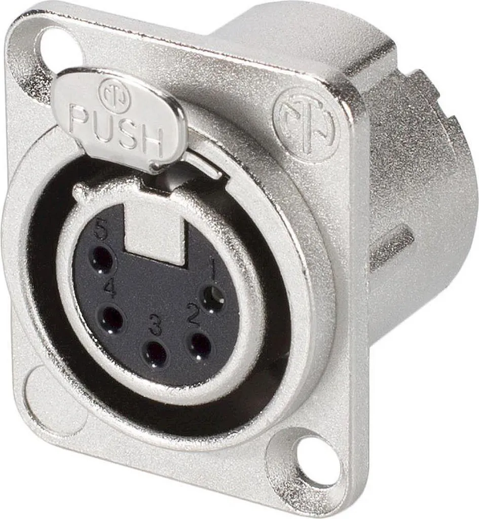 Neutrik NC5MD-L-1 XLR Maschio 5 Poli - Jack Pannello D-Size Nichel