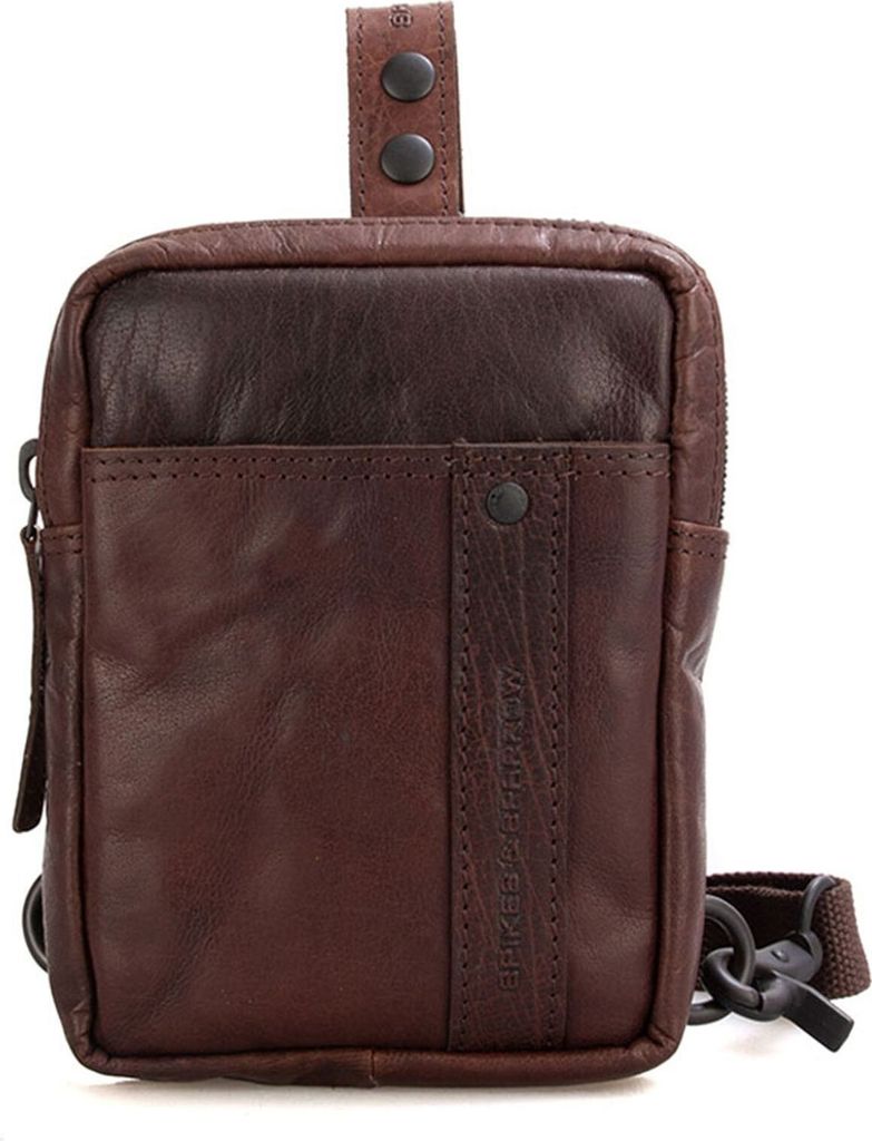 SPIKES & SPARROW Leder Umhängetasche Gürteltasche Miami Slingbag Dark Brown dunkelbraun