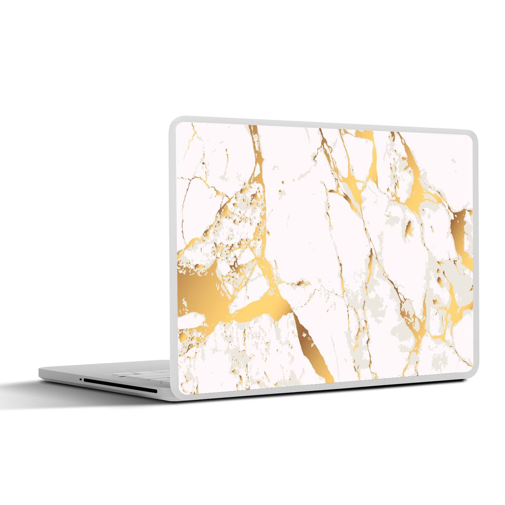 MuchoWow Laptop Aufkleber Sticker Cover Marmor - Gold - Weiß - Chic 40x30 cm - Laptop Dekoration - Selbstklebend