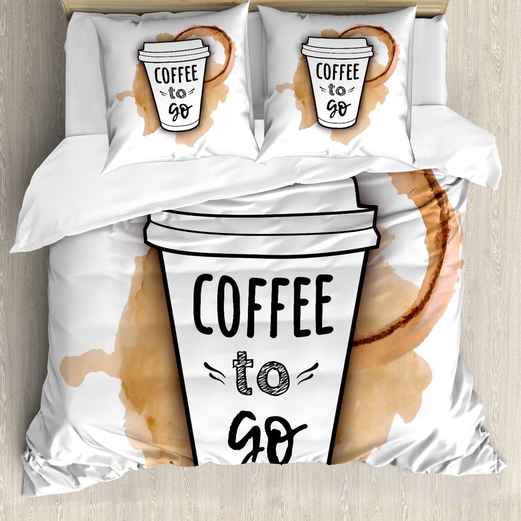 ABAKUHAUS Kaffee Bettbezug Set für Einzelbetten, Take Away Cup auf Spritzer, Milbensicher Allergiker geeignet mit Kissenbezug, 155 cm x 220 cm - 8...