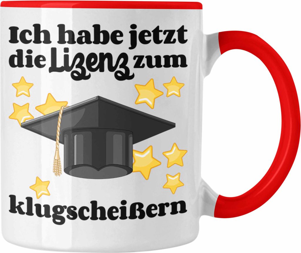 Trendation - Bachelor Geschenk Abschluss Tasse Spruch Master Abitur Abi Graduation Bestanden Prüfung (Rot)