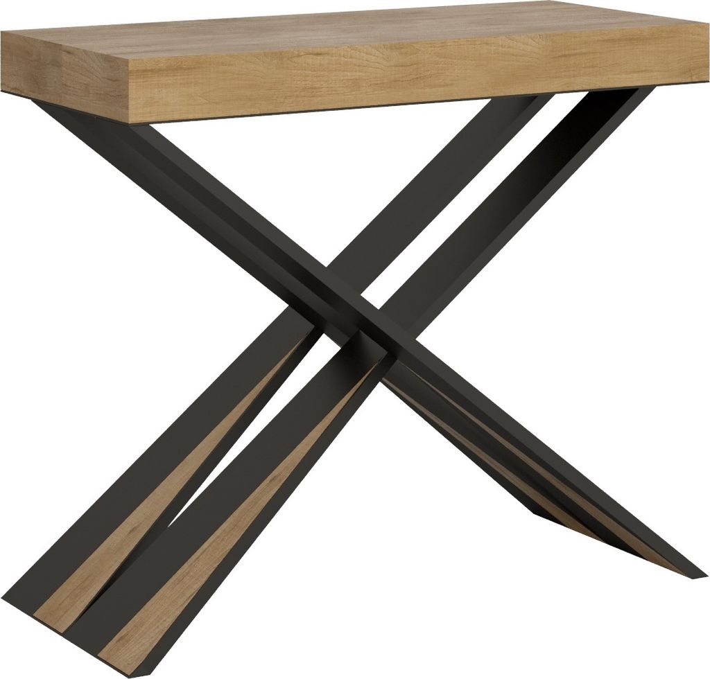 Ausziehbare Konsole 90x40/196 cm Diago Small Premium Eiche Natur Anthrazit Gestell