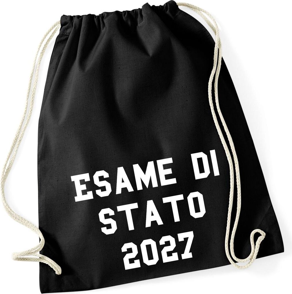 Huuraa Turnbeutel Esame di Stato 2027 Abschluss Italien 12 Liter Black Baumwolle Rucksack Geschenkidee