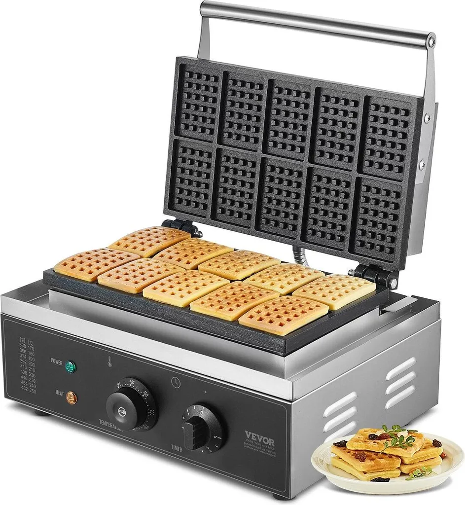 Gaufrier rectangulaire 1550W à chauffe rapide avec plaques antiadhésives