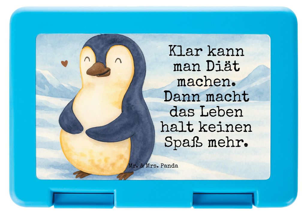 Mr. & Mrs. Panda Bentobox Pinguin Diät Design - Weiß - Geschenk, Pinguine, Frischhaltedose, Vorratsbehälter, glücklich, Abnehmen, Frühstücksd...
