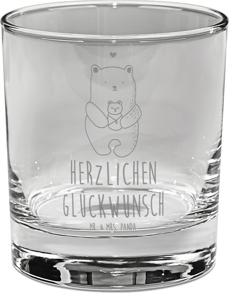 Mr. & Mrs. Panda Tumbler Bär Baby - Transparent - Geschenk, Old Fashioned Glas, Whisky Becher, Mutter, Teddy, Geburt, Geburtstag, Enkelin, Nichte,...
