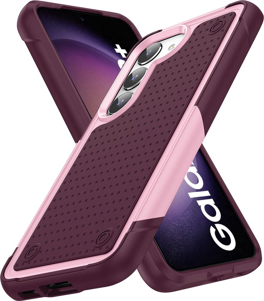 Für Samsung Galaxy S23+ Hülle Militärqualität Stoßfest Hybrid 2 in 1 Hart PC Weich TPU Handyhülle Pink Rot