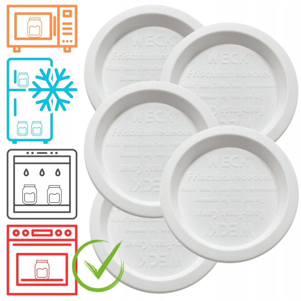 WECK Kunststoffdeckel für Gläser 5er Pack 100mm weiß Produktbild 