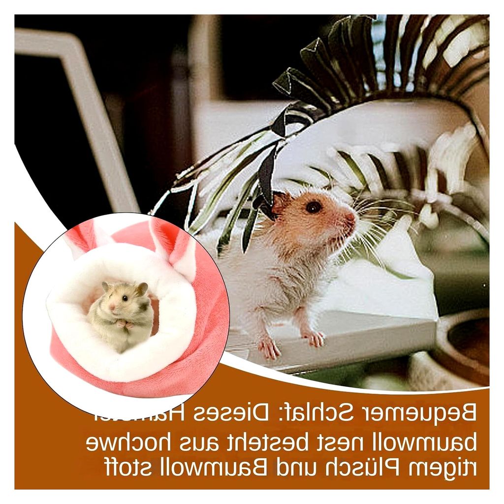 Hamsterhäuser, Versteck im Hasenohren-Stil, Winterbett für kleine Haustiere, Baumwollbedarf für Igel, abnehmbares Plüschschlafnest für Frettch...