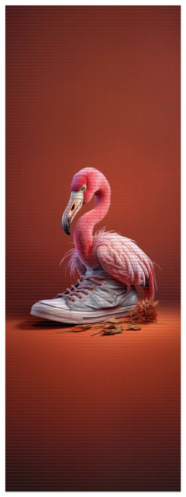 Wallario Duschmatte Antirutschmatte Badmatte Fußmatte Flamingo im Sneaker, Größe ca. 180 x 65 cm