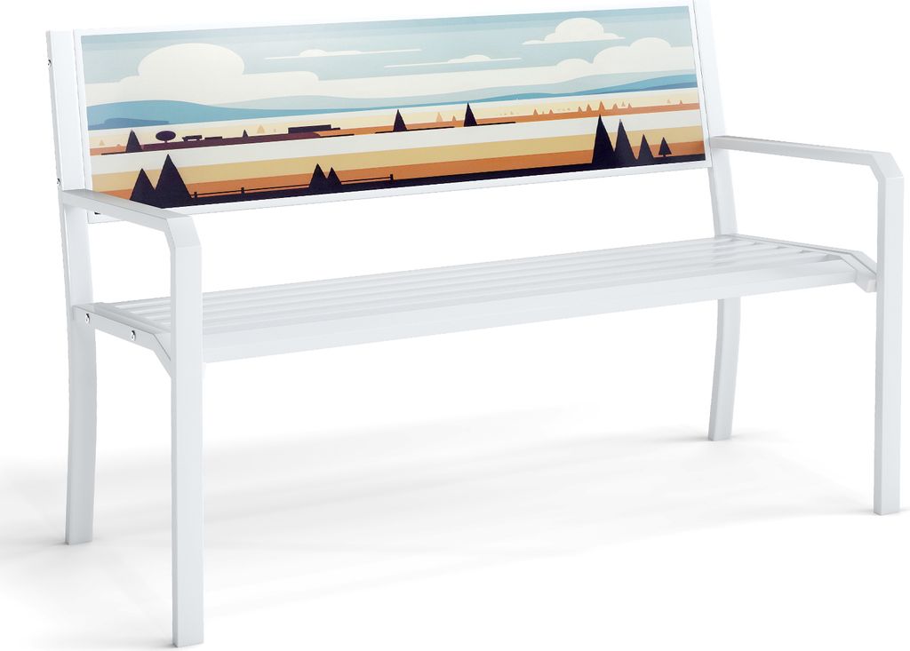 COSTWAY Gartenbank für 2 Sitzer, wetterfeste Sitzbank Parkbank mit dekorativer Rückenlehne, Metallbank bis 300 kg 128 x 53 x 81,5cm