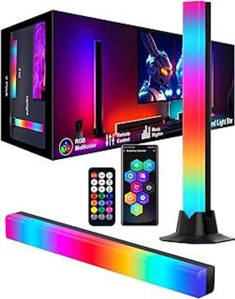 LED Lightbar, RGB IC Lampe 32 CM, Gaming Beleuchtung, Gaming Setup Deko, Musik Sync und Timing Funktion, APP und Fernbedienung, Ambient Lampe für ...