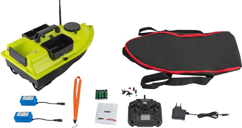 Futterboot Bait Boat - RC Futterboot - GPS, 600 m Reichweite, 2 Akkus, 5200 mAh, Fernsteuerung - Gelb