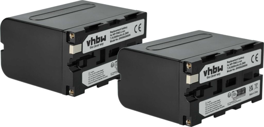 vhbw 2x Akku Ersatz für Video Devices XL-B3 für Videokamera Camcorder (6000 mAh, 7,2 V, Li-Ion)