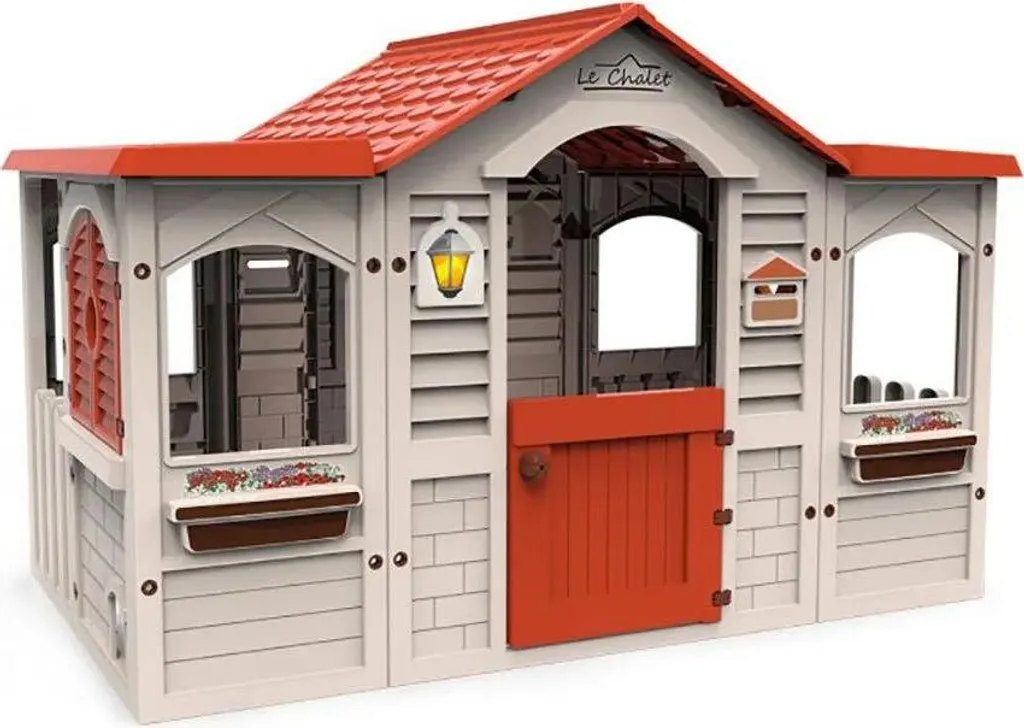 Aire de jeux Le Chalet pour enfants : toboggan, cabane et portique