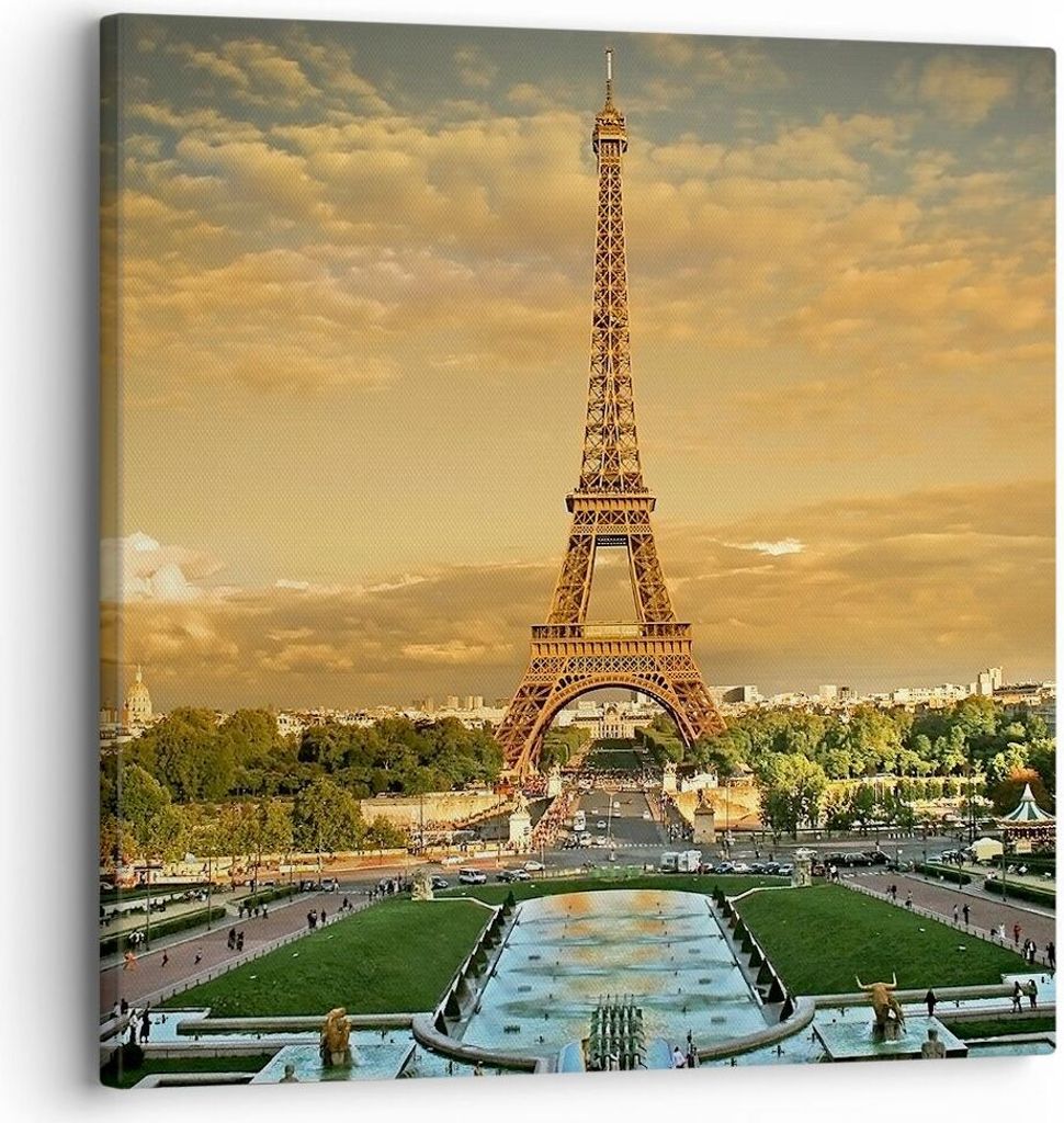 Bild auf Leinwand - Leinwandbild - Eiffelturm Frankreich Paris - 30x30cm - Wand Bild - Wanddeko - Leinwanddruck - Bilder - Kunstdruck - Wanddekorat...