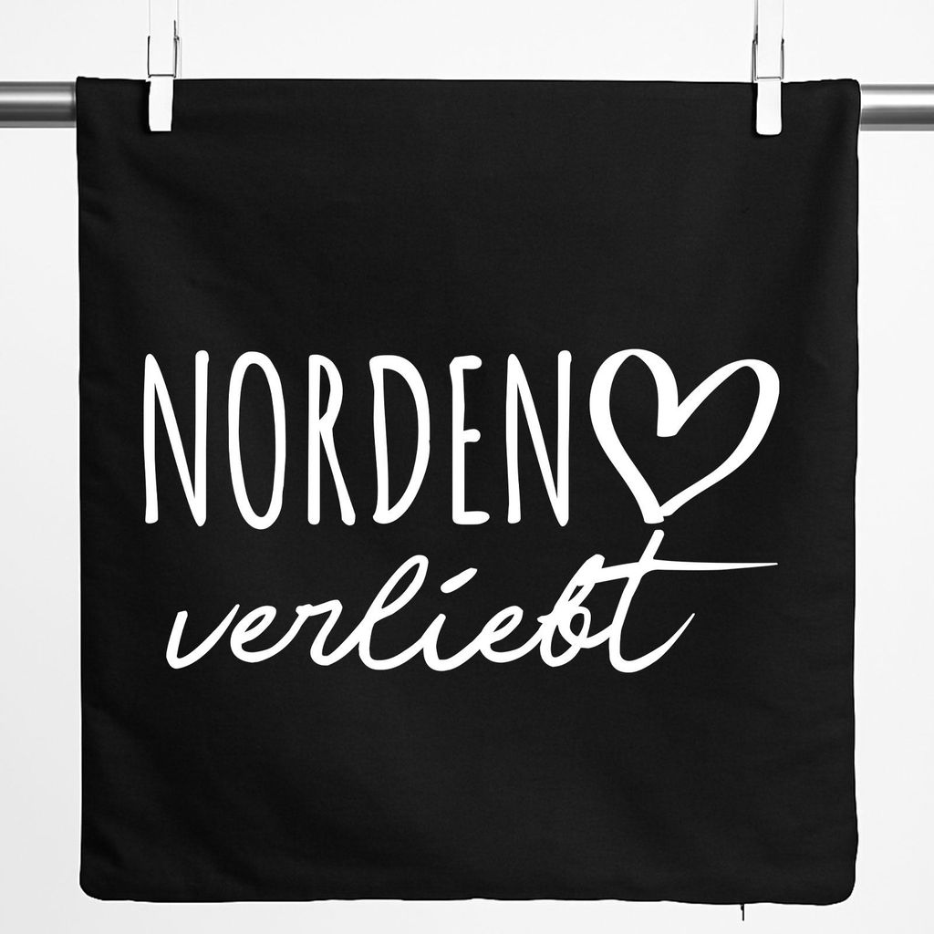 Huuraa Kissenbezug Norden verliebt 40x40cm Black Baumwolle Dekokissenbezug Geschenkidee
