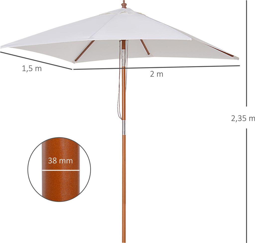 Outsunny Sonnenschirm, Knickbarer Gartenschirm, Produktbild 8