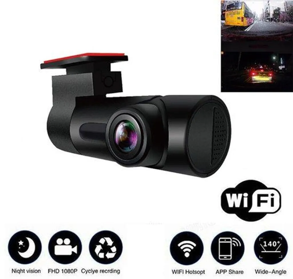 Caméra DVR Voiture grand angle 140° Noir - Capteur G et Enregistrement