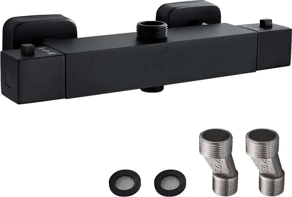 Termostatico Doccia Namuoto Nero: Design Minimalista e Comfort 38°C