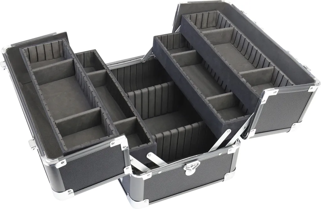 HMF 14901-02 Valise Cosmétique en Aluminium Noir avec Séparateurs 33cm