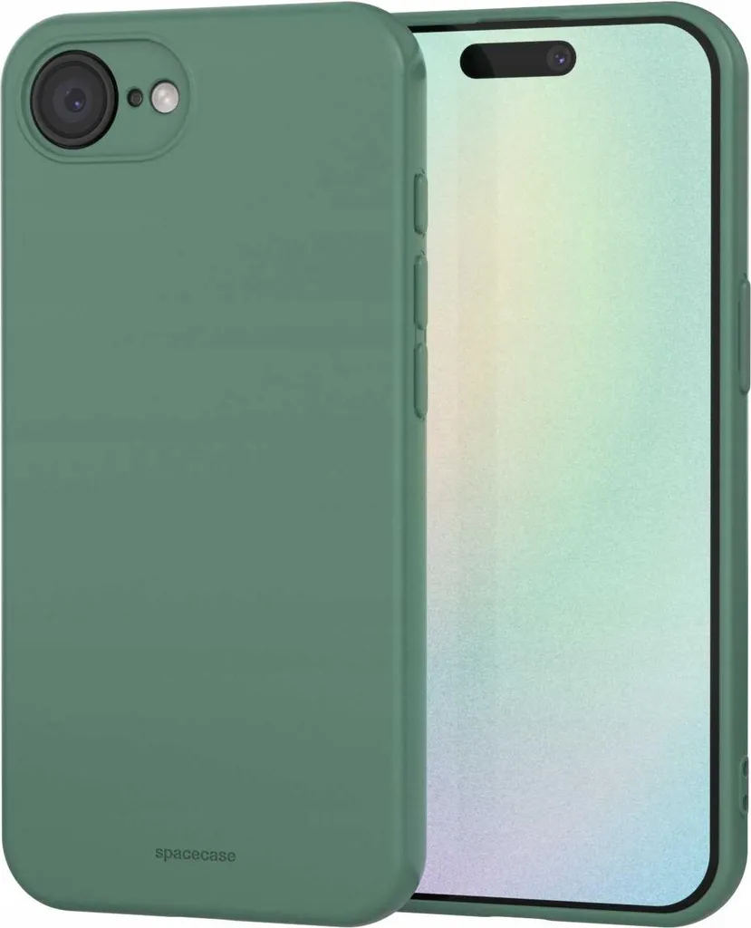 Coque en silicone SPACECASE pour iPhone 16E Vert - Protection Soft Touch