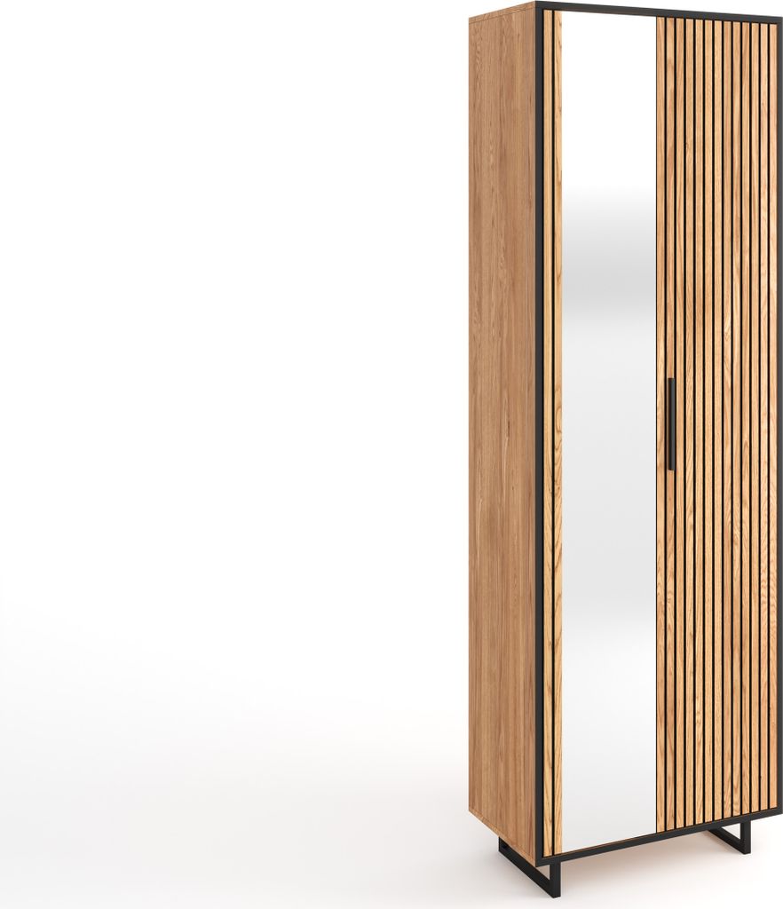 Garderobenschrank >Eddie< in Eiche / schwarz - 70x197x40 (BxHxT)