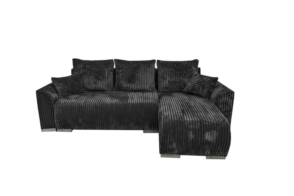 Ecksofa Asti mit Bettkasten in weichem Stoff Schwarz Tilia 100