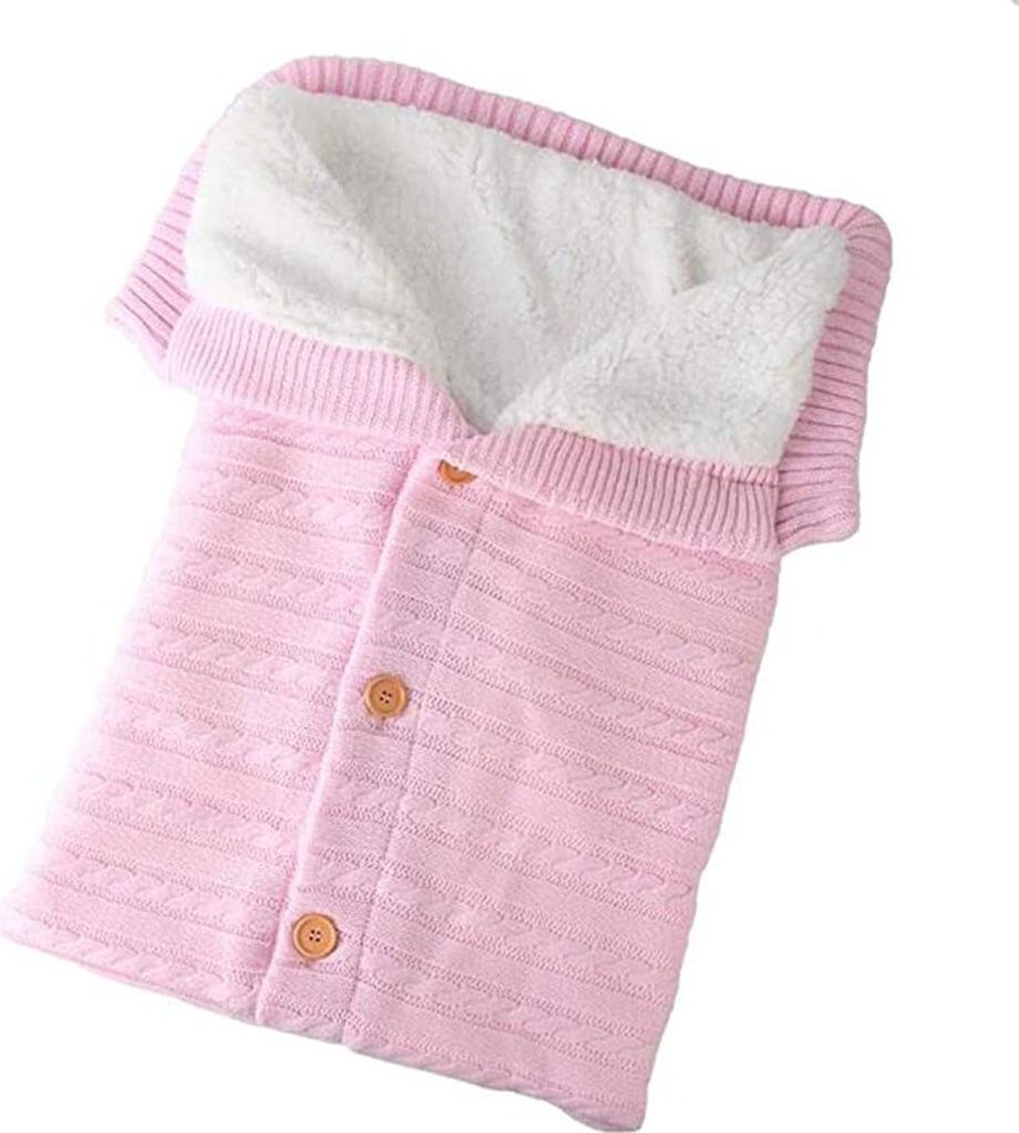 ASKSA Baby Wrap Wickeldecke Strick Schlafsack Weich Warm für 0-12 Monate Babys Unisex, HellPink