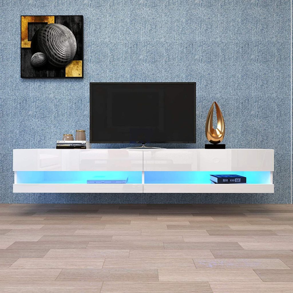 Sweiko LED TV skříňka, TV skříňka v bílé barvě s LED Obrázek produktu 